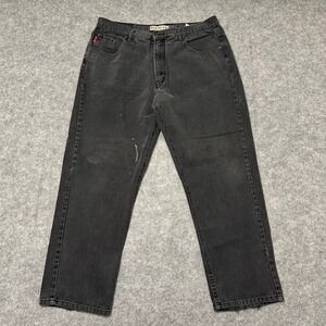 Vintage Bugle Boy 750 Jeans Mens 38x30 Black Denim Baggy Straight Leg Pants 90s